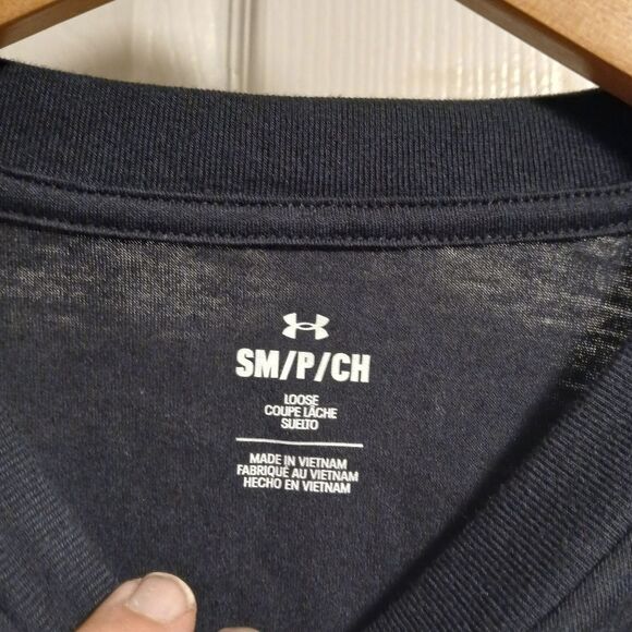 Under ARMOUR Project Rock Workout Black Roomy Cropped T-Shirt SZ.S/M - Picture 4 of 5